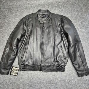 Bikers Dream Apparel Mens VTG Black Leather Motorcycle Jacket Insulated 46 NWT